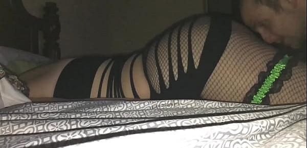  Busty babe getting hot pussy ate then fucjed doggystyle for a cumshot through her fishnets